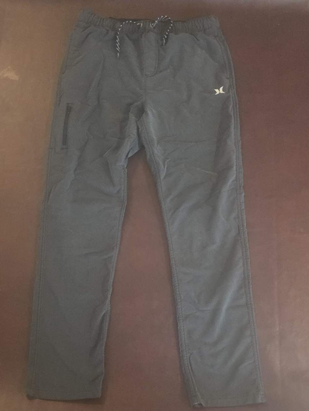 Hurley Boys Dark Gray Drawstring Joggers with Zipper Pocket
